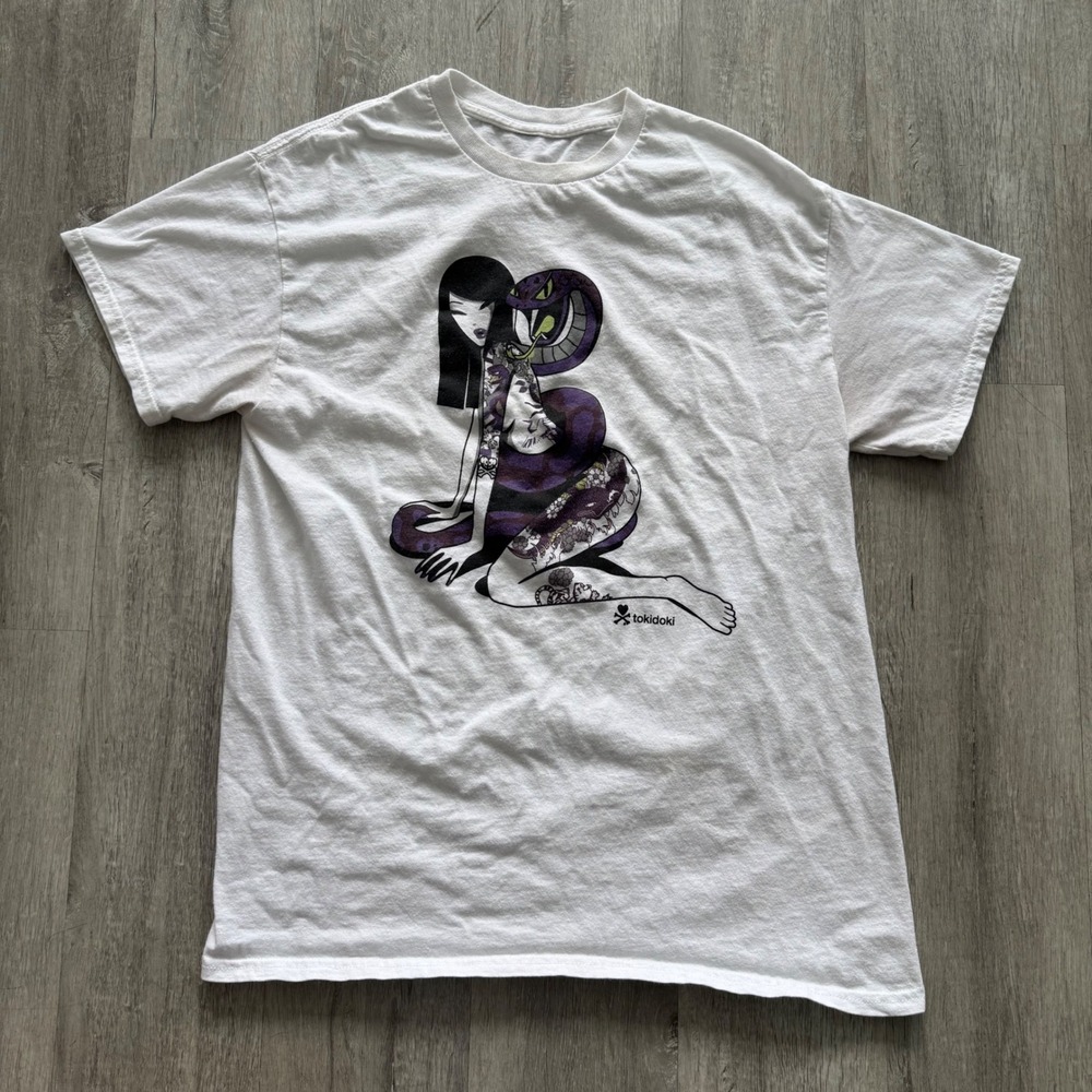 Tokidoki Simone Legno Tattooed Woman Snake Graphic Tee shirt White Medium